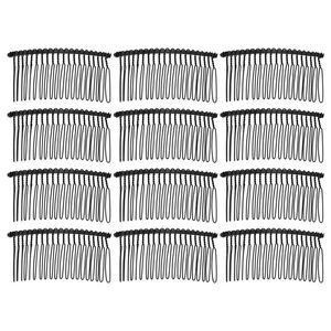 12 Pcs No Slip Hair Side Combs Accessories Metal Black 3"
